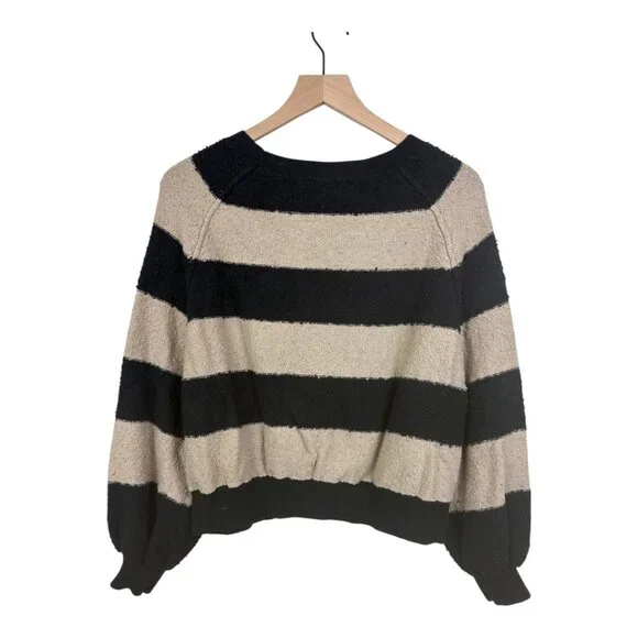 Free People | Found My Friend Striped Sweater | Black & Tan | Small - Picture 4 of 12